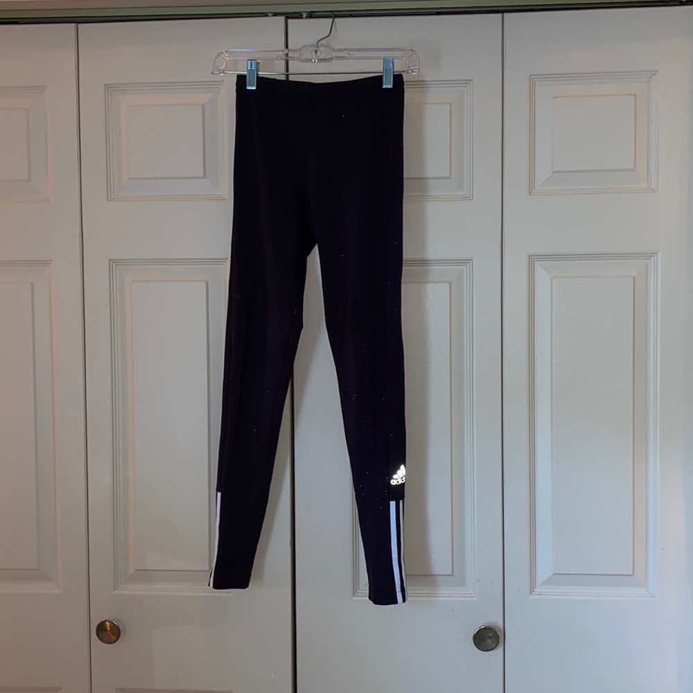 Adidas Black Leggings w/ white stripes